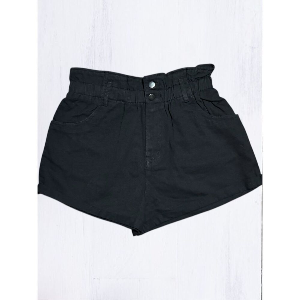 American Bazi Black High Rise Paper Bag Shorts Size Large NWT - Picture 8 of 9